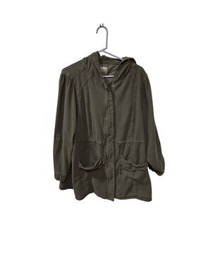 Torrid Plus Size 4 Army Green Hooded Jacket With Drawstring Waist & Front Pocket